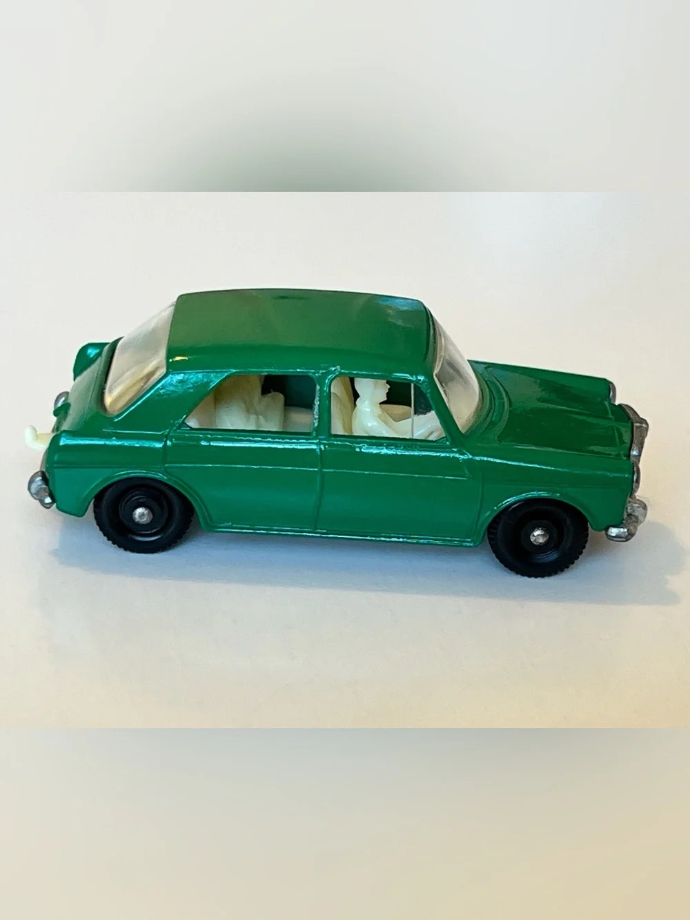 Vintage Matchbox No. 64 MG 1100 Green Ivory Interior Driver & Dog Lesney England